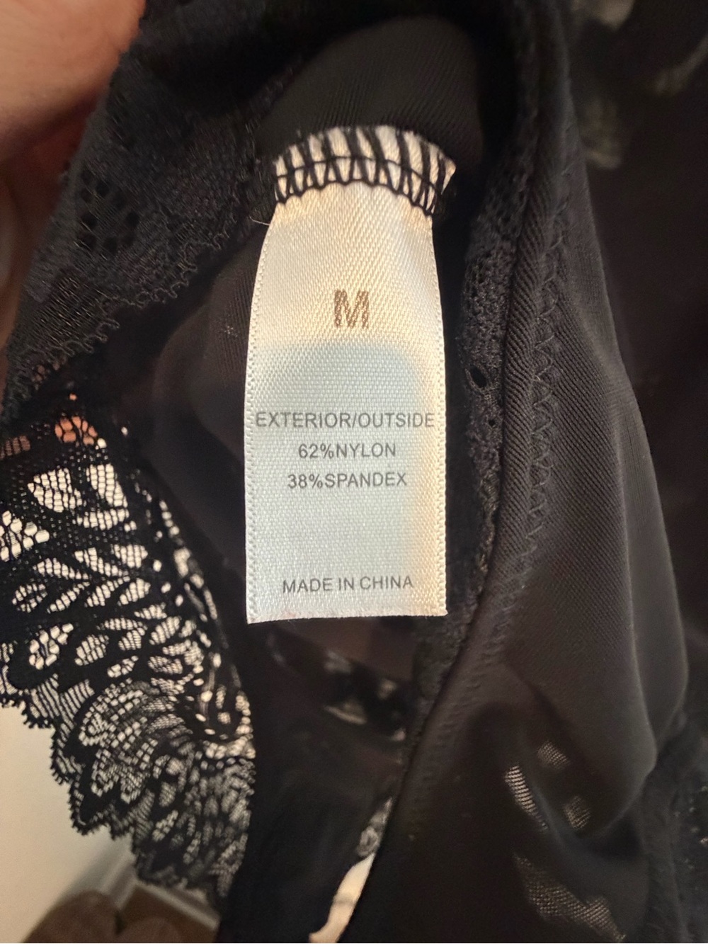 Black Lace Bodysuit with Sheer Cups Medium - Picture 5 of 5
